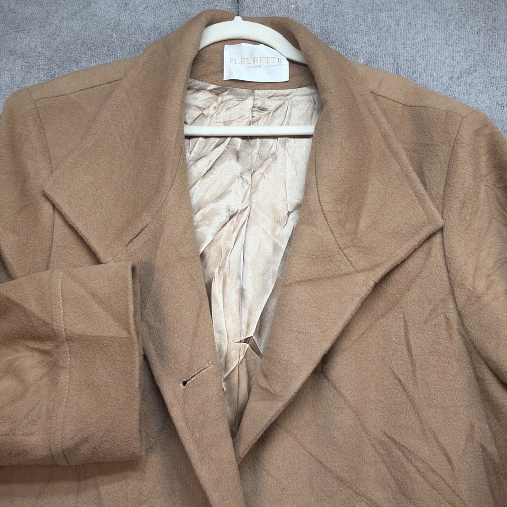 Fleurette Cashmere Blend Camel Dress Coat Tailored Women's 24 Plus